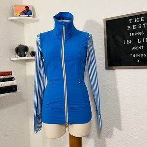 Lily lemon blue striped zip up